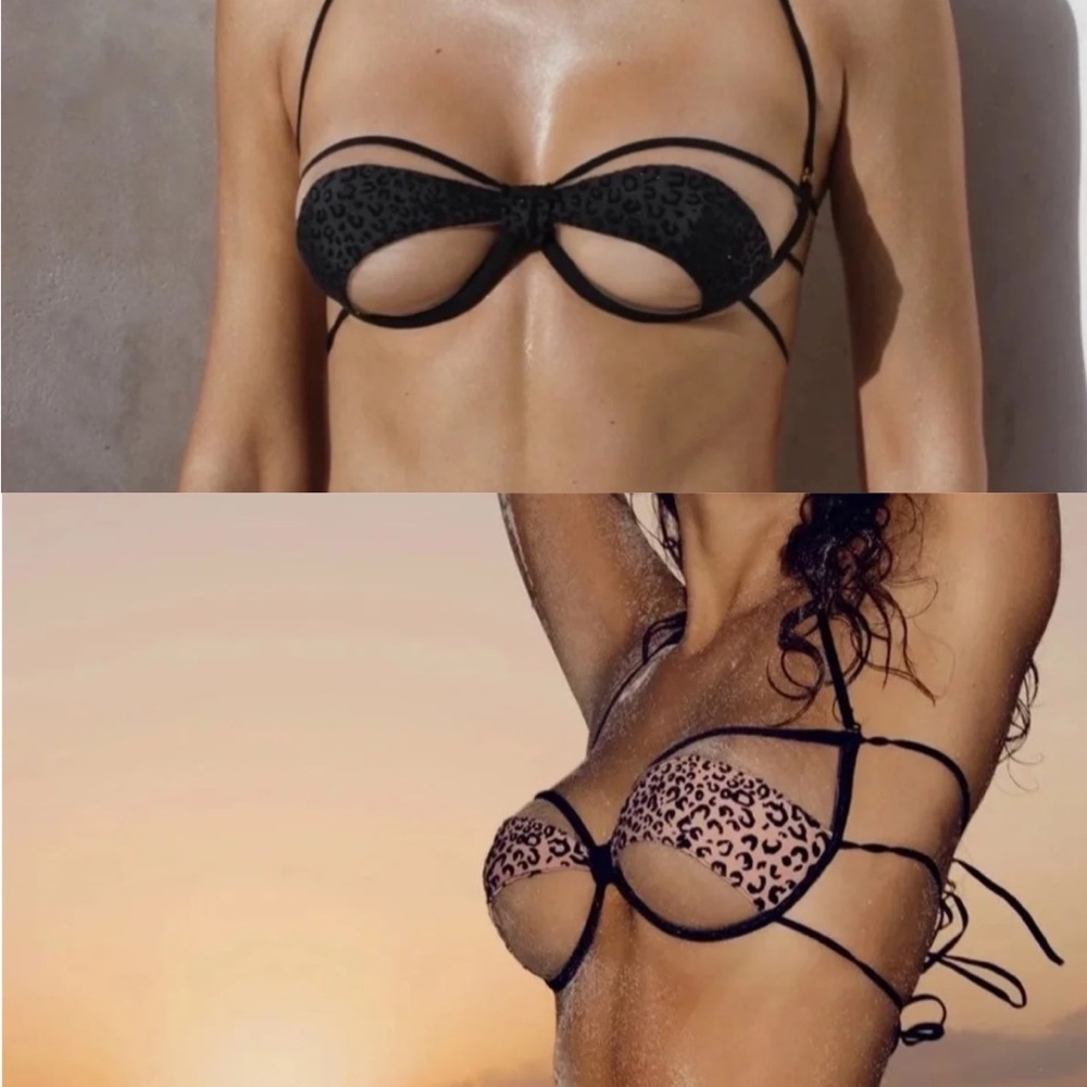 NWT God Save Queens Lou Bikini Two Bundle (black and peach) SM